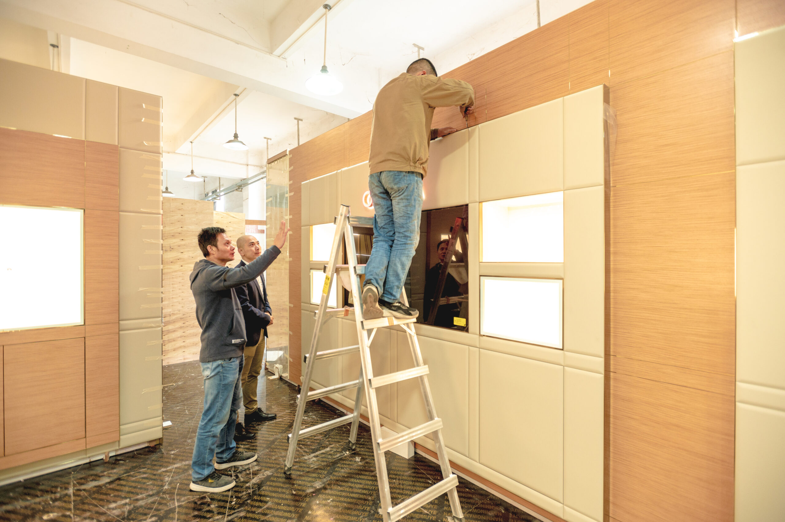 retail store wall fixture installation
