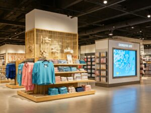 A retail store showcases effective visual merchandising with dynamic displays, attracting customers and enhancing the shopping experience.