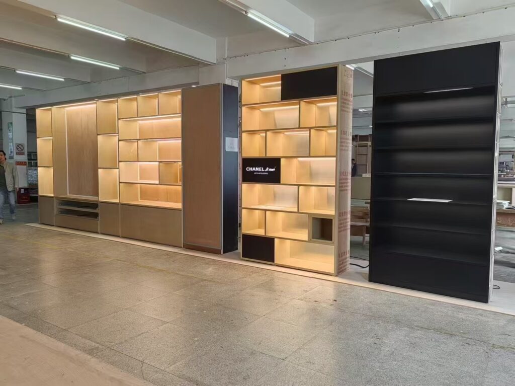 retail display wall systems in CHANEL Beijing flagship store