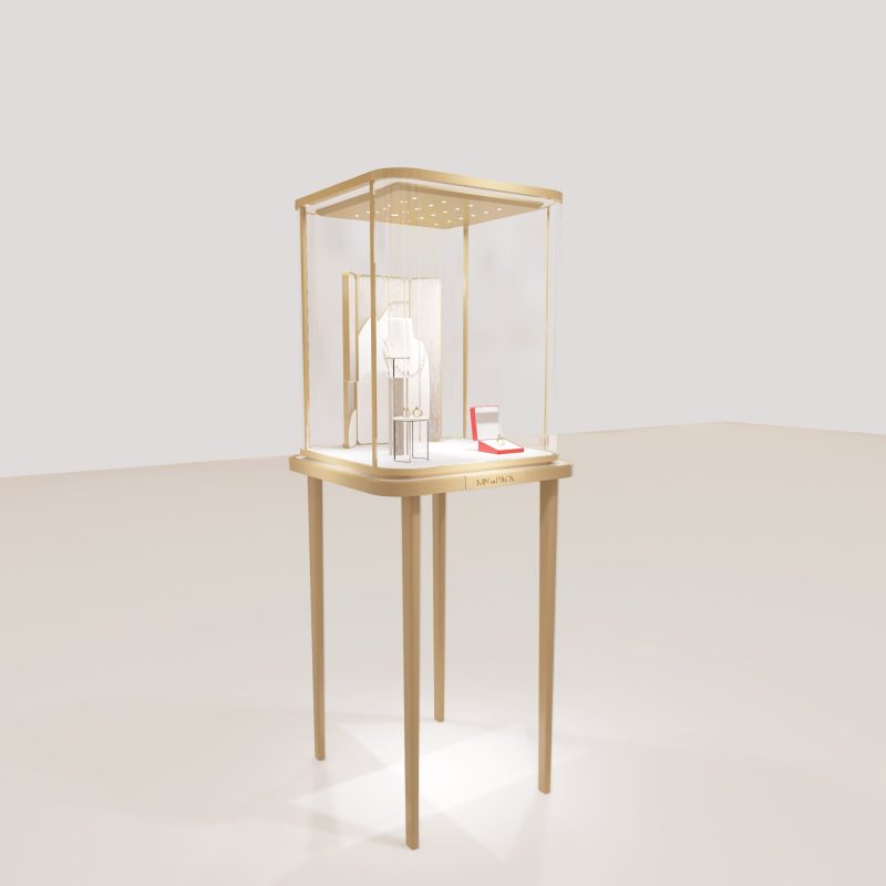 Square Stainless Steel Border-radius Tower Showcase