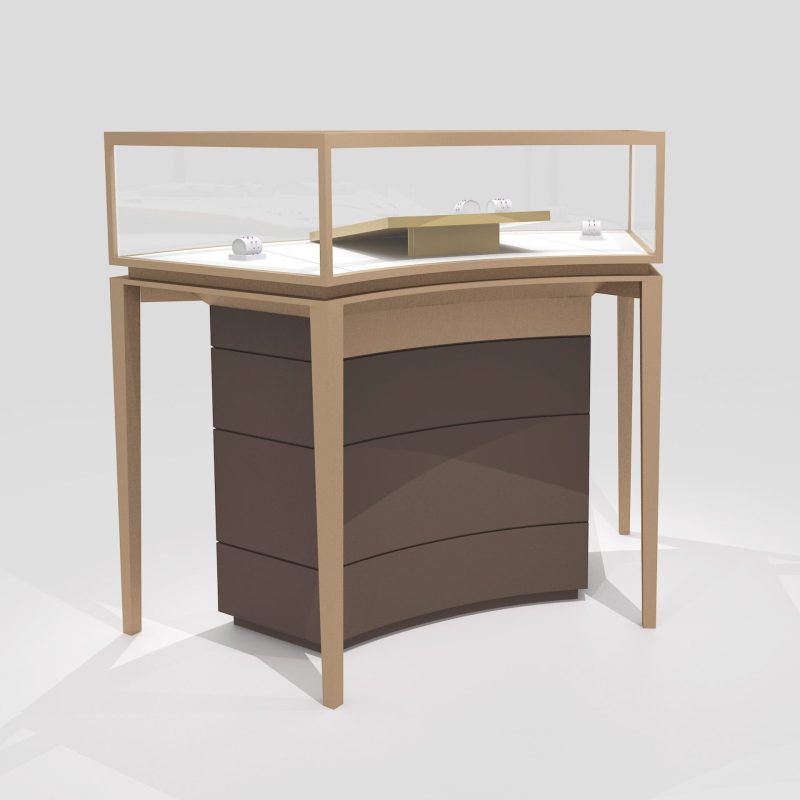 Curved Stainless Steel Lighting Storage Glass Showcase2