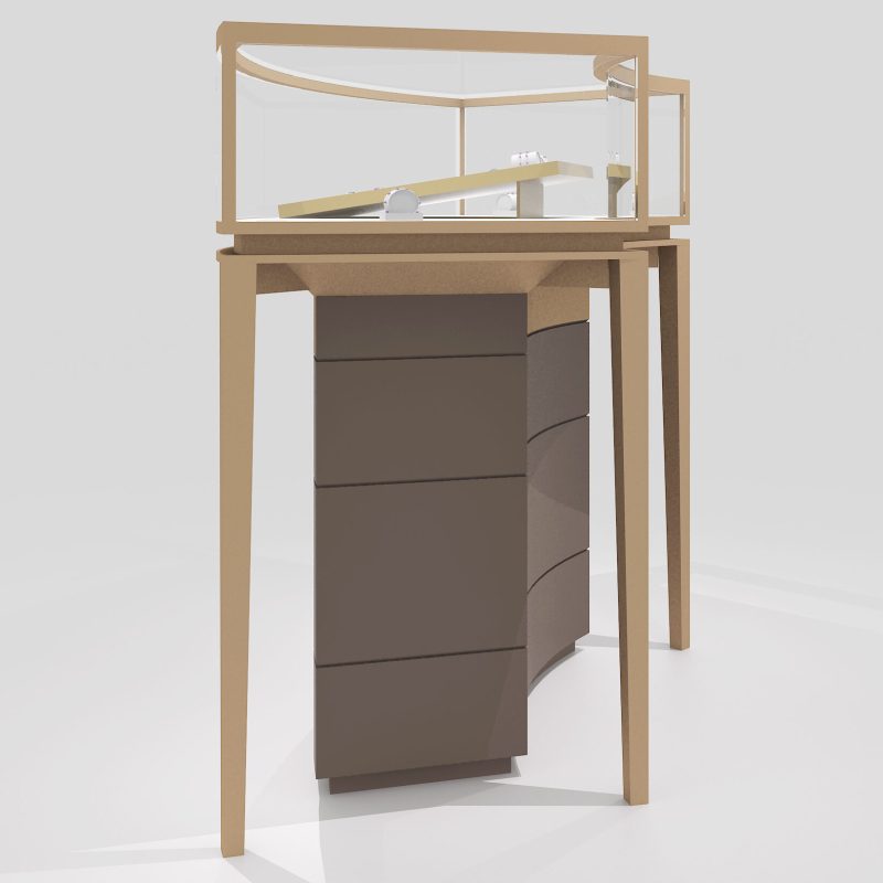 Curved Stainless Steel Lighting Storage Glass Showcase3