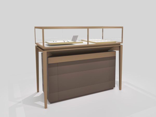Brushed Jewelry Glass Display Showcase with removable storage