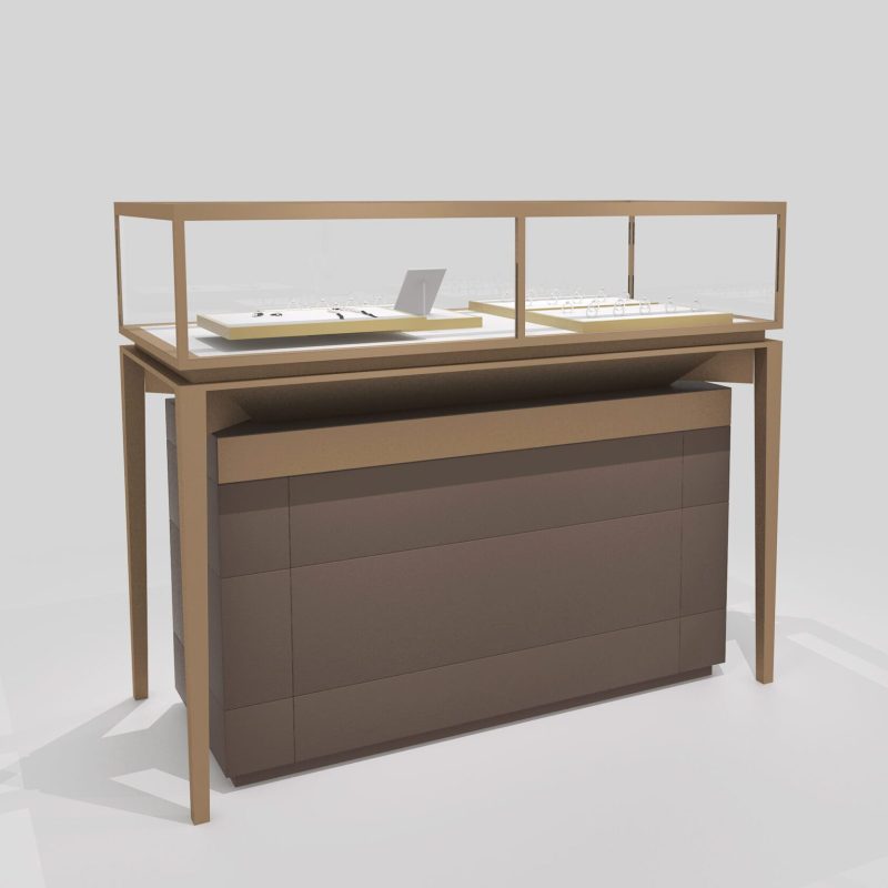 Brushed Jewelry Glass Display Showcase with removable storage