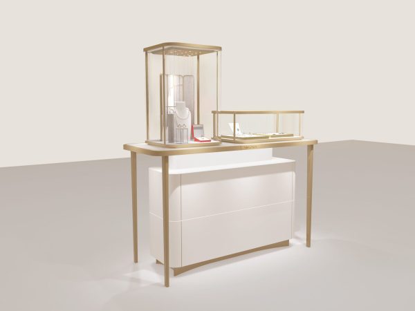 Straight Stainless Steel Border-radius Glass Showcase