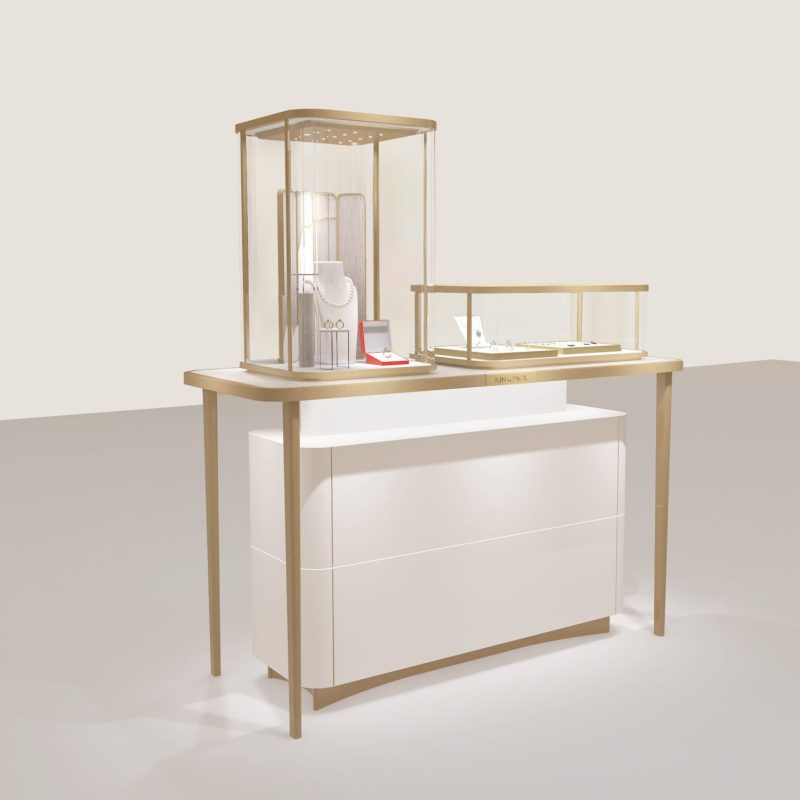 Straight Stainless Steel Border-radius Glass Showcase