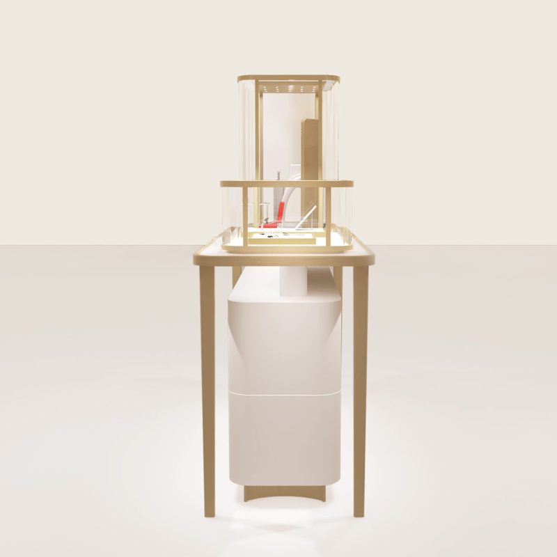 Straight Stainless Steel Border-radius Glass Showcase2