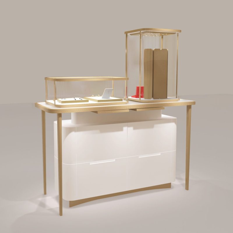 Straight Stainless Steel Border-radius Glass Showcase3