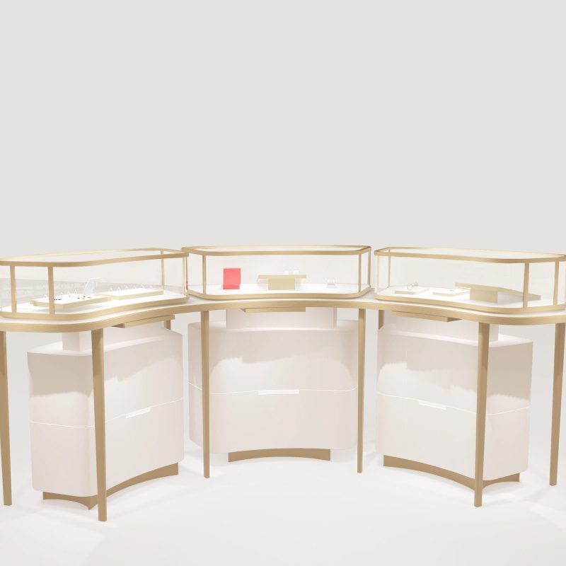 Curved Stainless Steel Border-radius Glass Showcase3
