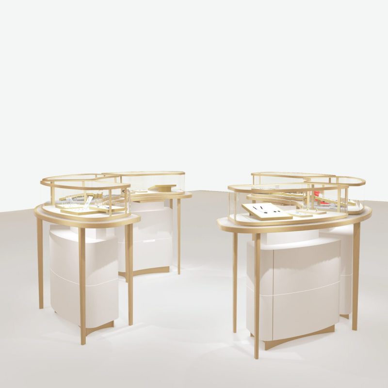 Curved Stainless Steel Border-radius Glass Showcase2