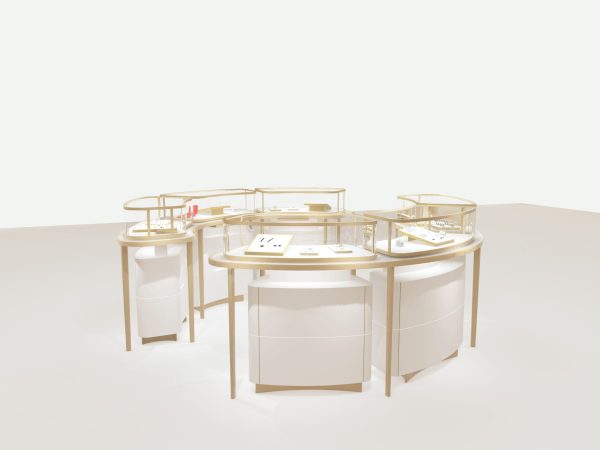 Curved Stainless Steel Border-radius Glass Showcase