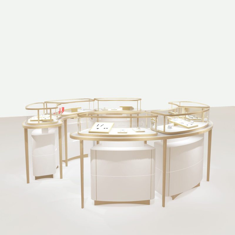 Curved Stainless Steel Border-radius Glass Showcase