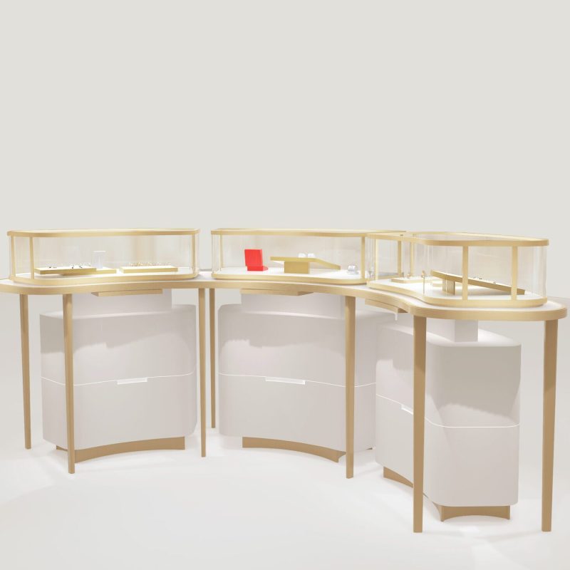 Curved Stainless Steel Border-radius Glass Showcase5